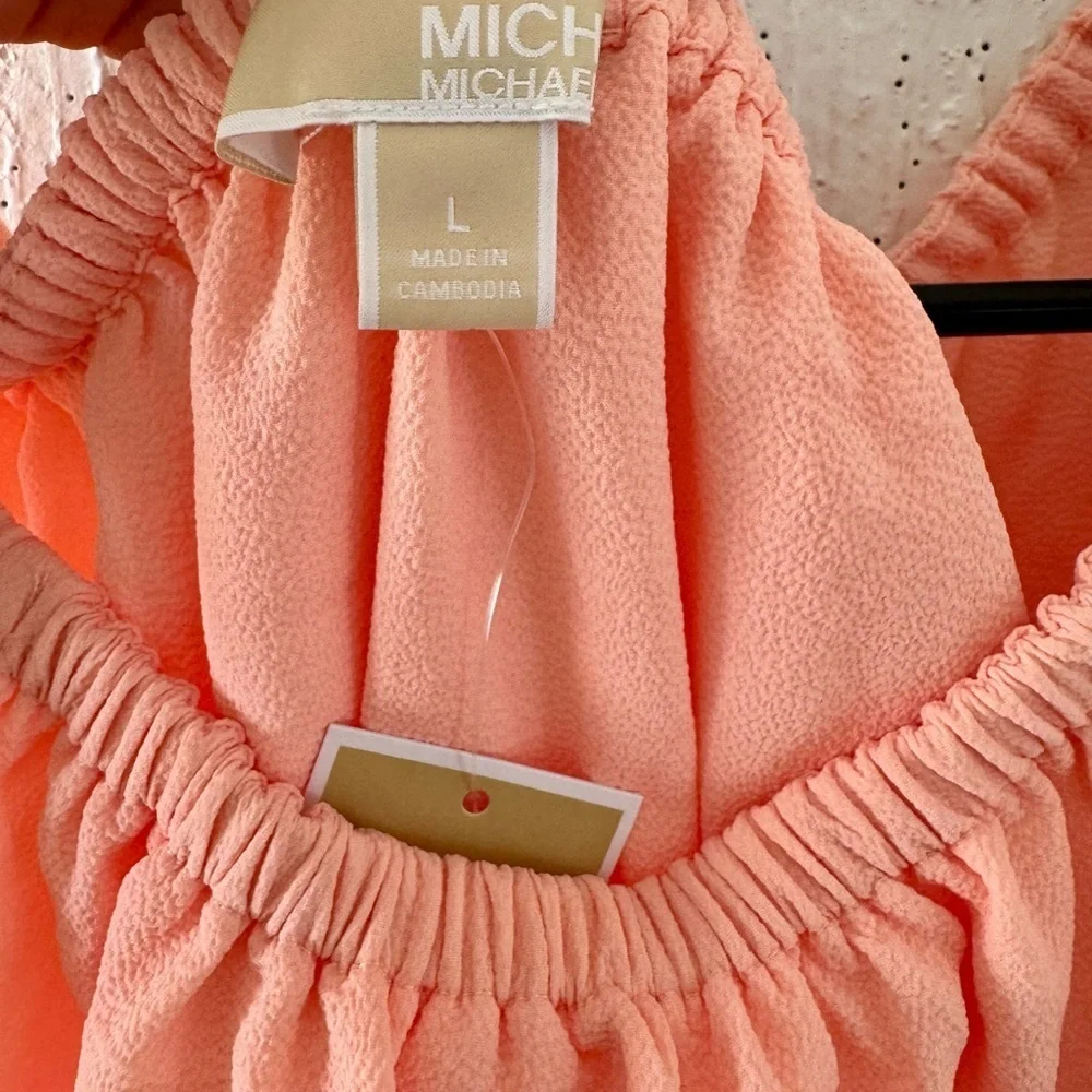 Michael Kors Coral Ruffle Blouse Size L